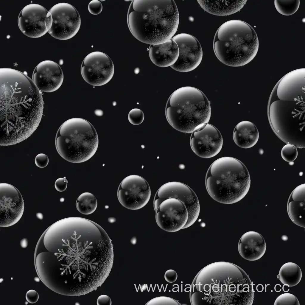 Mesmerizing-3D-Snow-Bubbles-on-a-Stylish-Black-Background