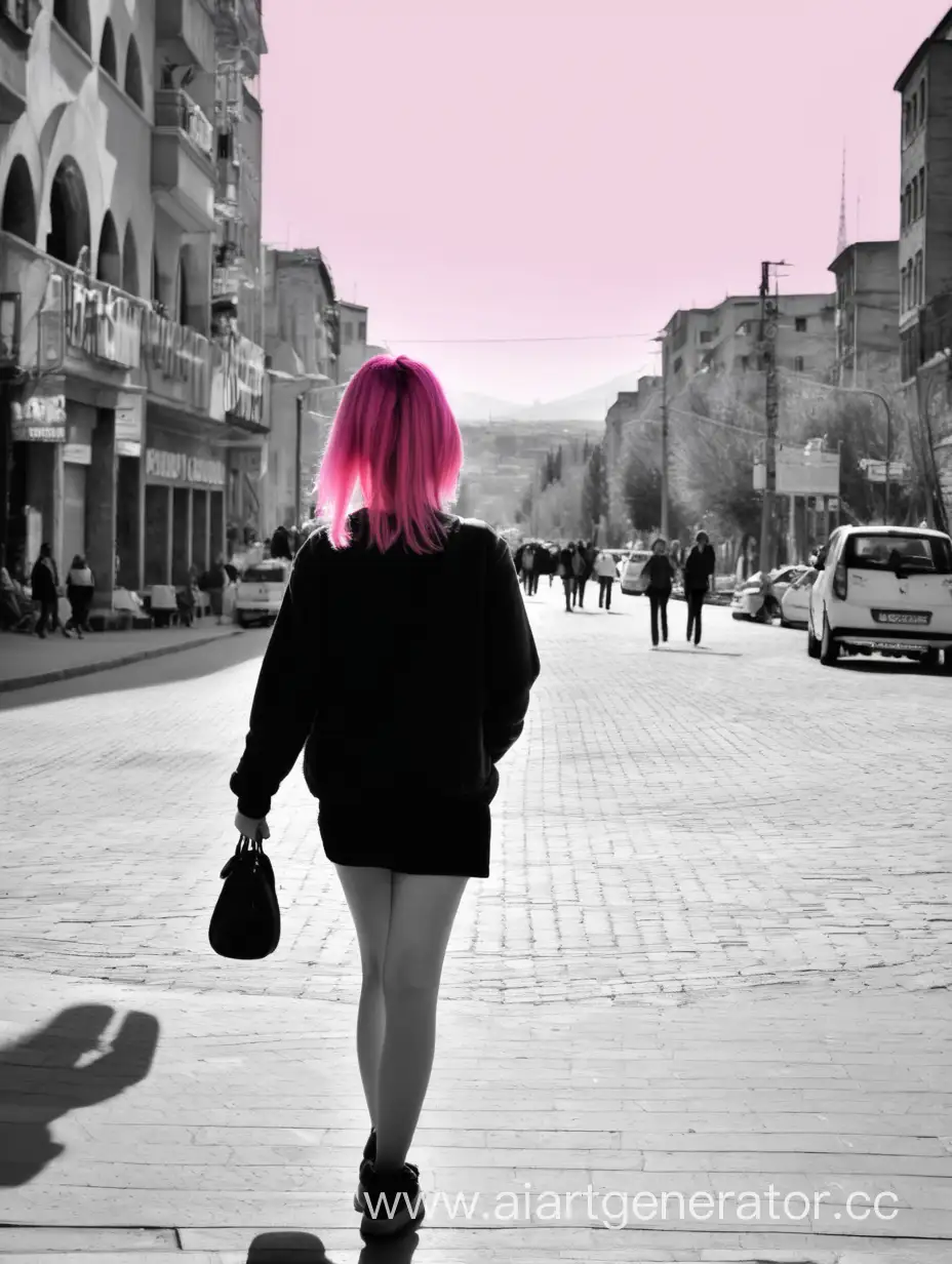 Stylish-Girl-with-Pink-Hair-Walking-in-Yerevans-Monochrome-Streets