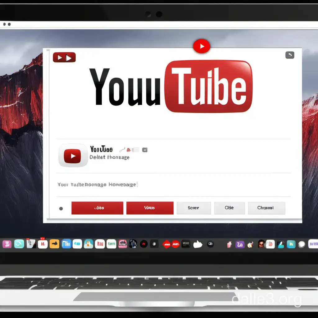 YouTube Homepage Illustration with Red Delete Channel Button | Dalle3 AI