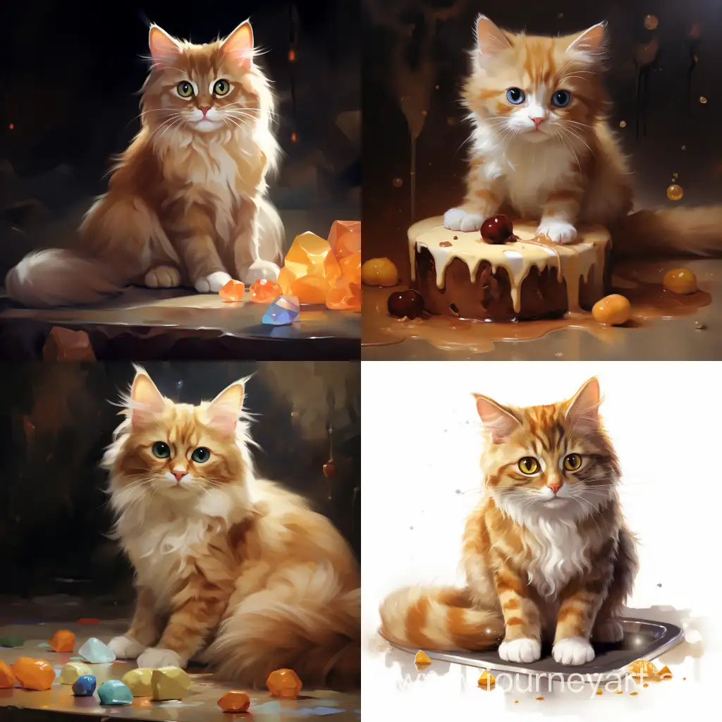 Adorable-Cat-Enjoying-Sweet-Caramel-Treat-in-a-Square-Frame