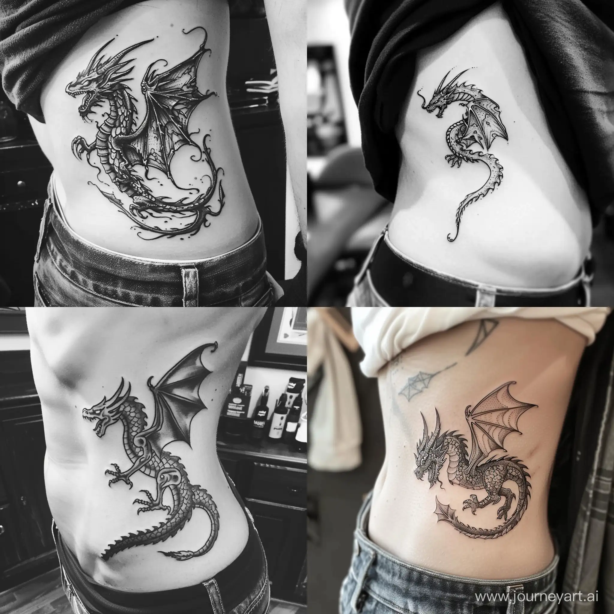 Elegant-Dragon-Tattoo-Design-on-Ribs-Mesmerizing-Body-Art