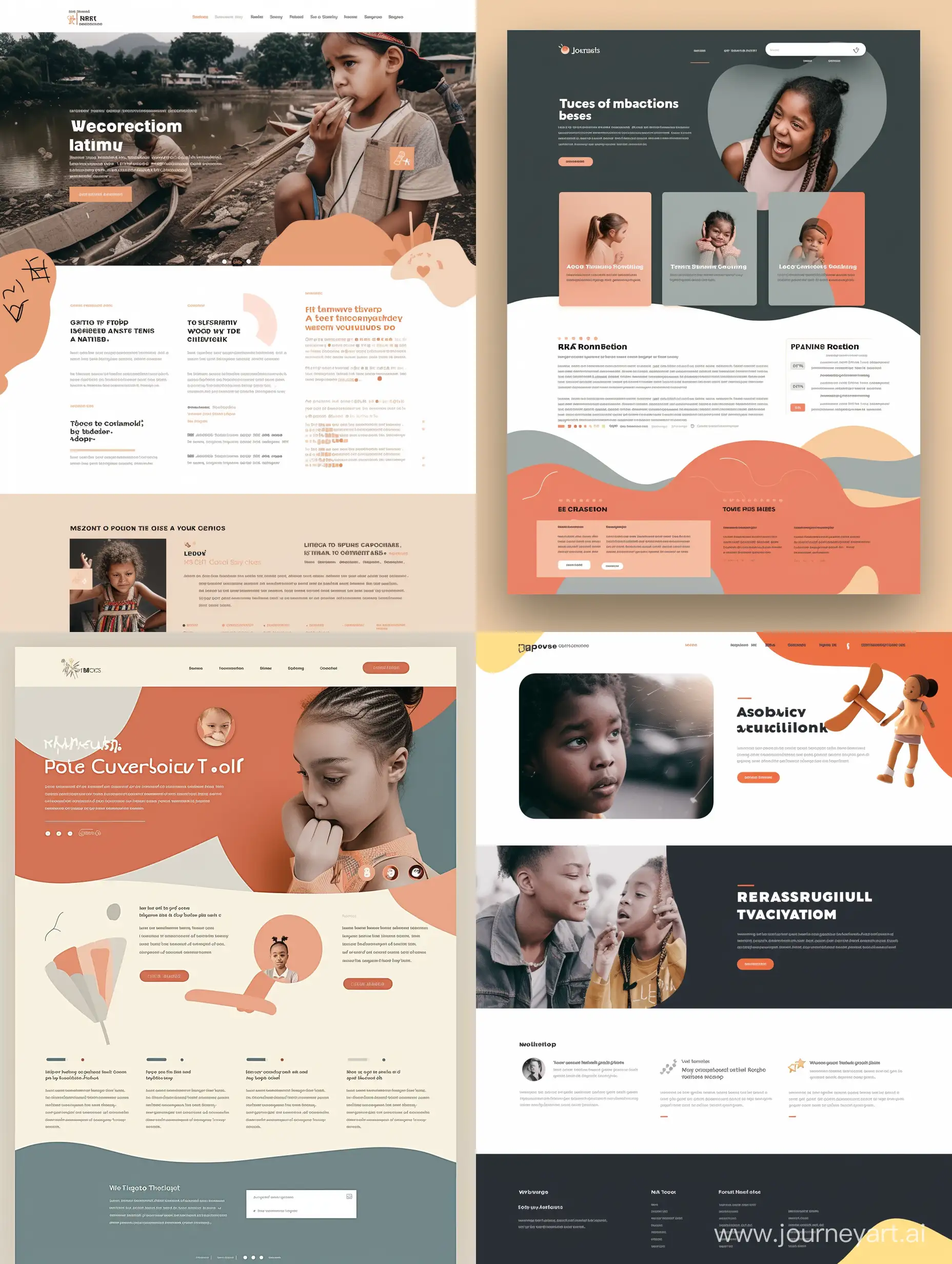 Impactful Landing page about social criticism and conflicts, racism and child trafficking, little text and large images, statistics and studies, muted colours