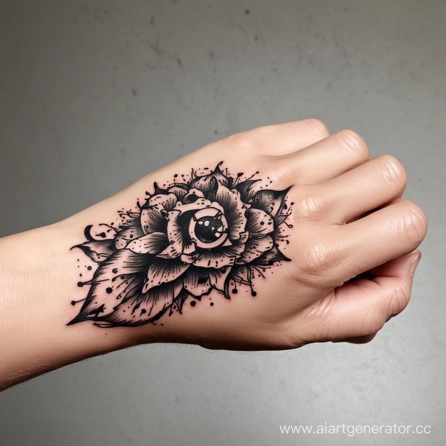 Colorful-Fist-Tattoo-with-Unconventional-Design