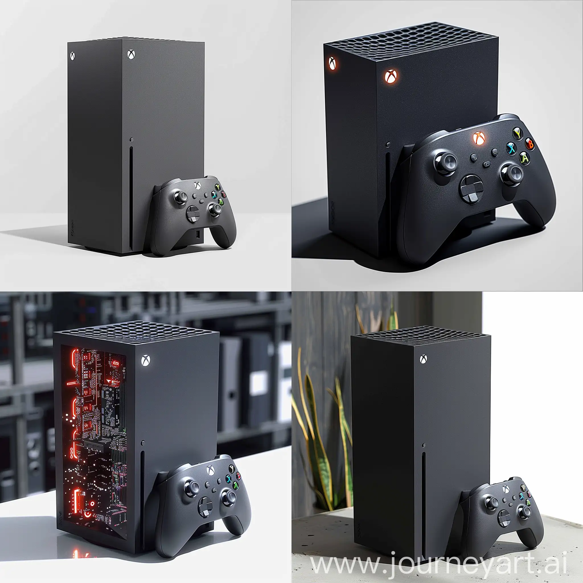 Futuristic Xbox Series X https://i5.walmartimages.com/seo/Xbox-Series-X-Video-Game-Console-Black_9f8c06f5-7953-426d-9b68-ab914839cef4.5f15be430800ce4d7c3bb5694d4ab798.jpeg:: sci-fi style, science fiction, Powerful Hardware, 4K Gaming, Fast Loading Times, Quick Resume, Backward Compatibility, Xbox Game Pass, Smart Delivery, Variable Refresh Rate (VRR), Dolby Atmos and Dolby Vision, Compact Design, Carbon Fiber, Titanium, Kevlar, High-Strength Steel, Aluminum Alloys, Fiberglass, Ceramics, Graphene, Nanostructured Materials, Reinforced Concrete, octane render --stylize 1000