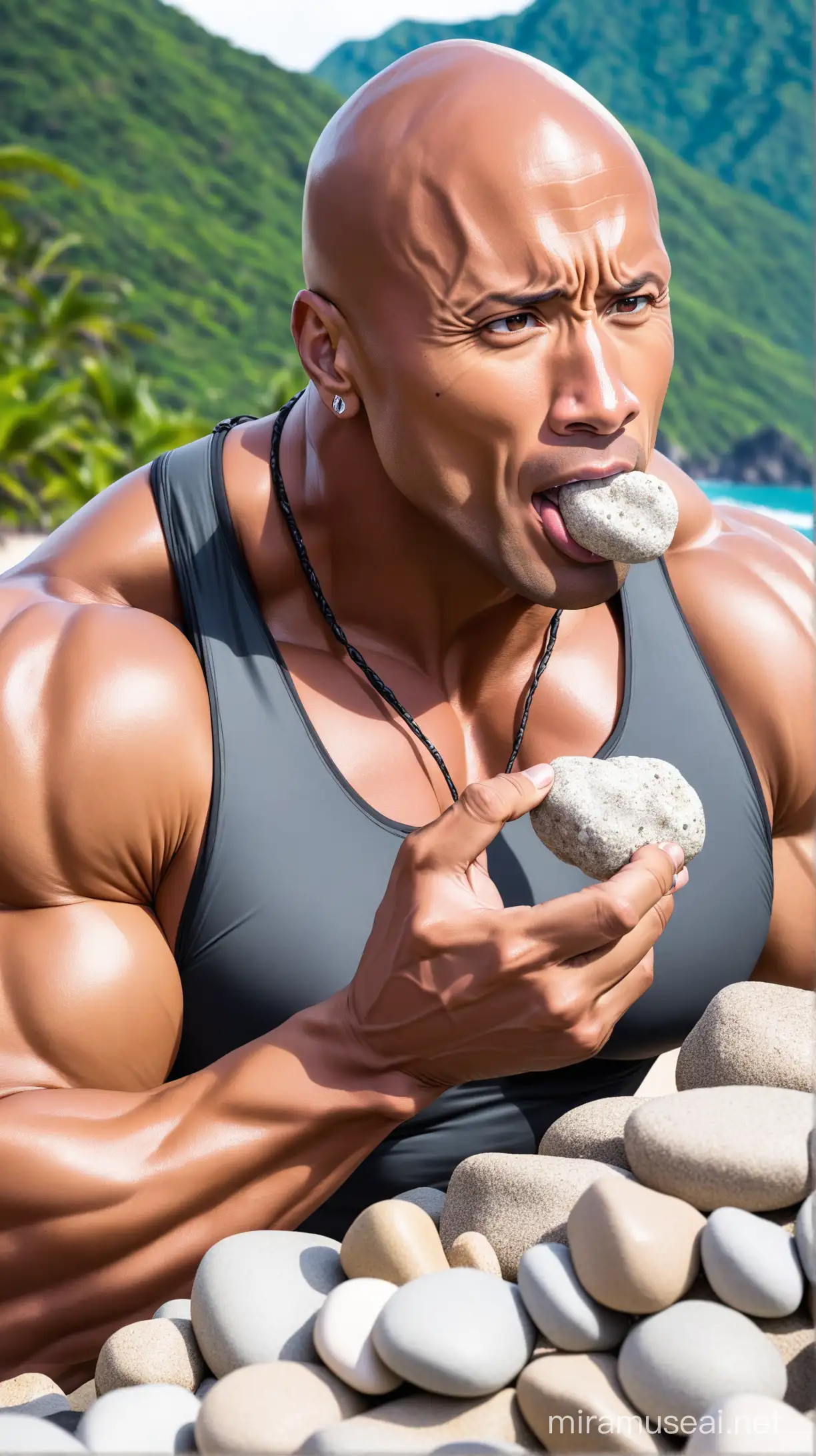 Dwayne Johnson eating rocks