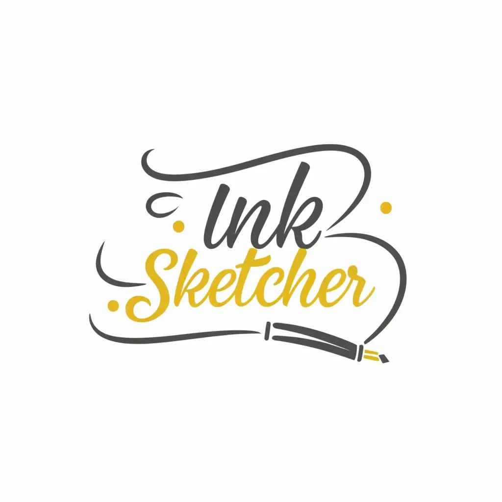 a logo design,with the text 'ink sketcher', main symbol:correct spelling of 'ink sketcher', within a circle, a pen, Minimalistic,clear background
