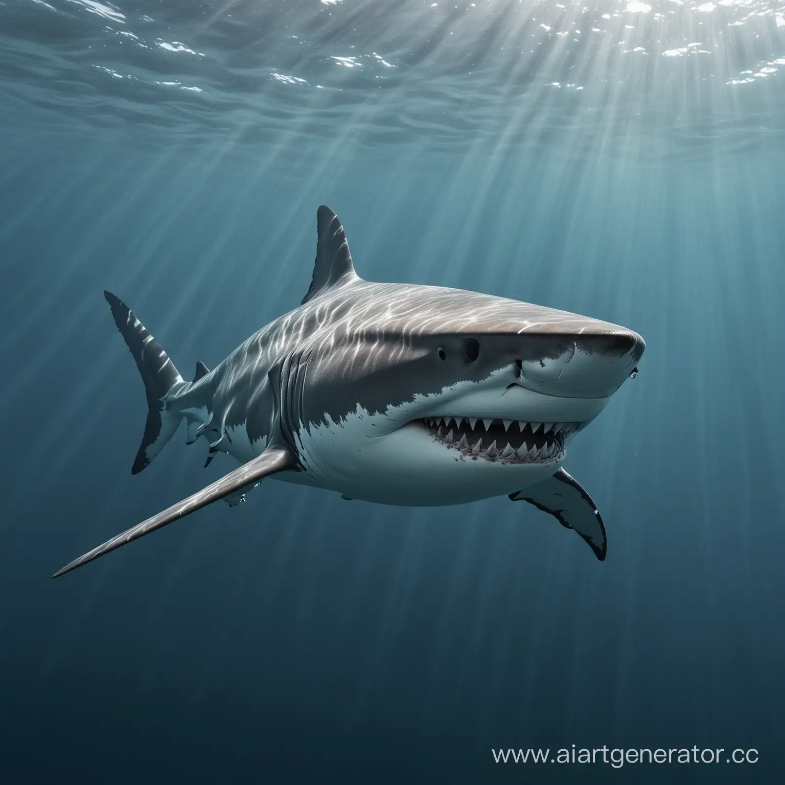 Calm-Azure-Sea-with-Approaching-Shark
