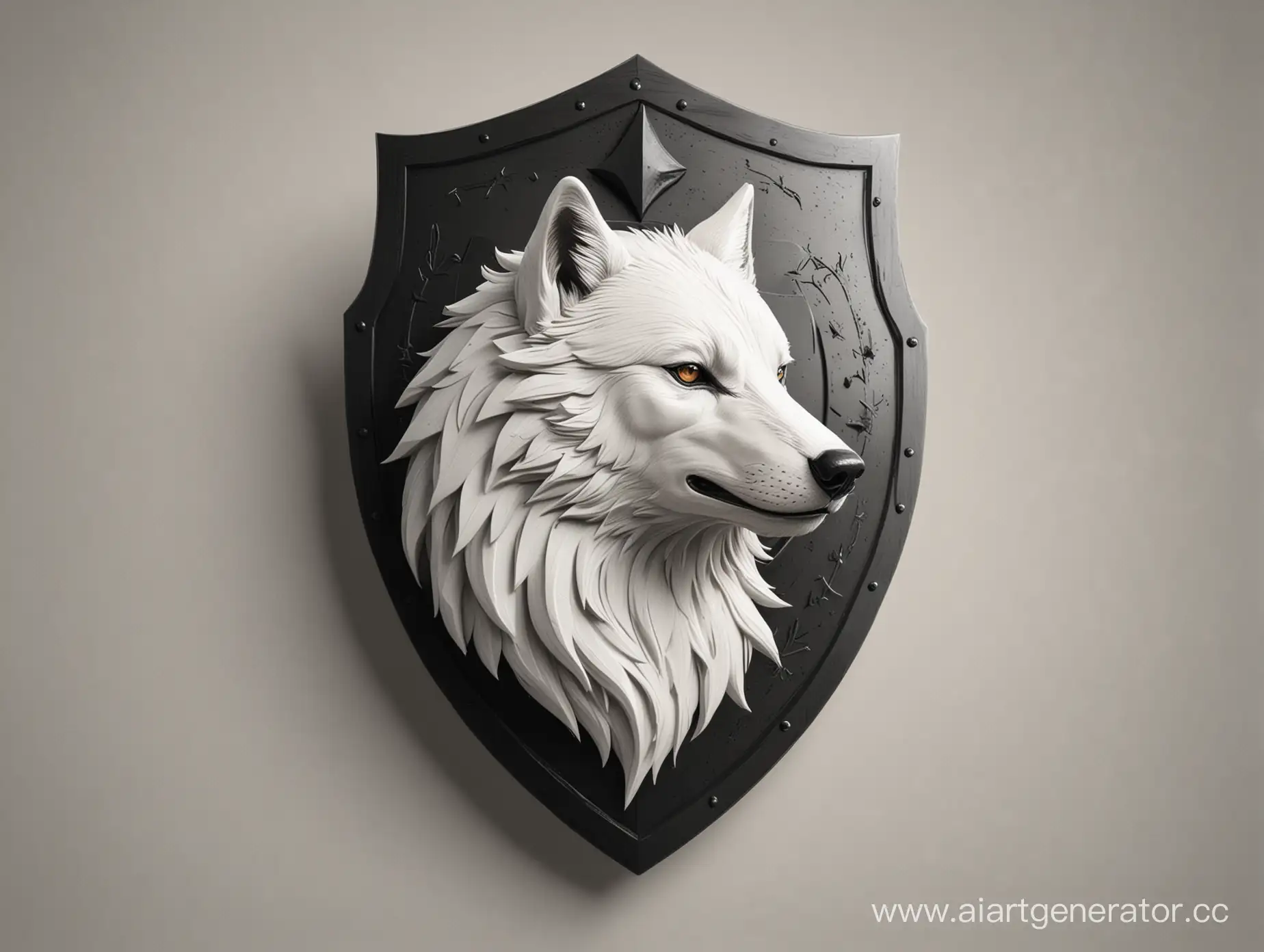 Minimalist-White-Wolf-Head-Emblem-on-Black-Shield