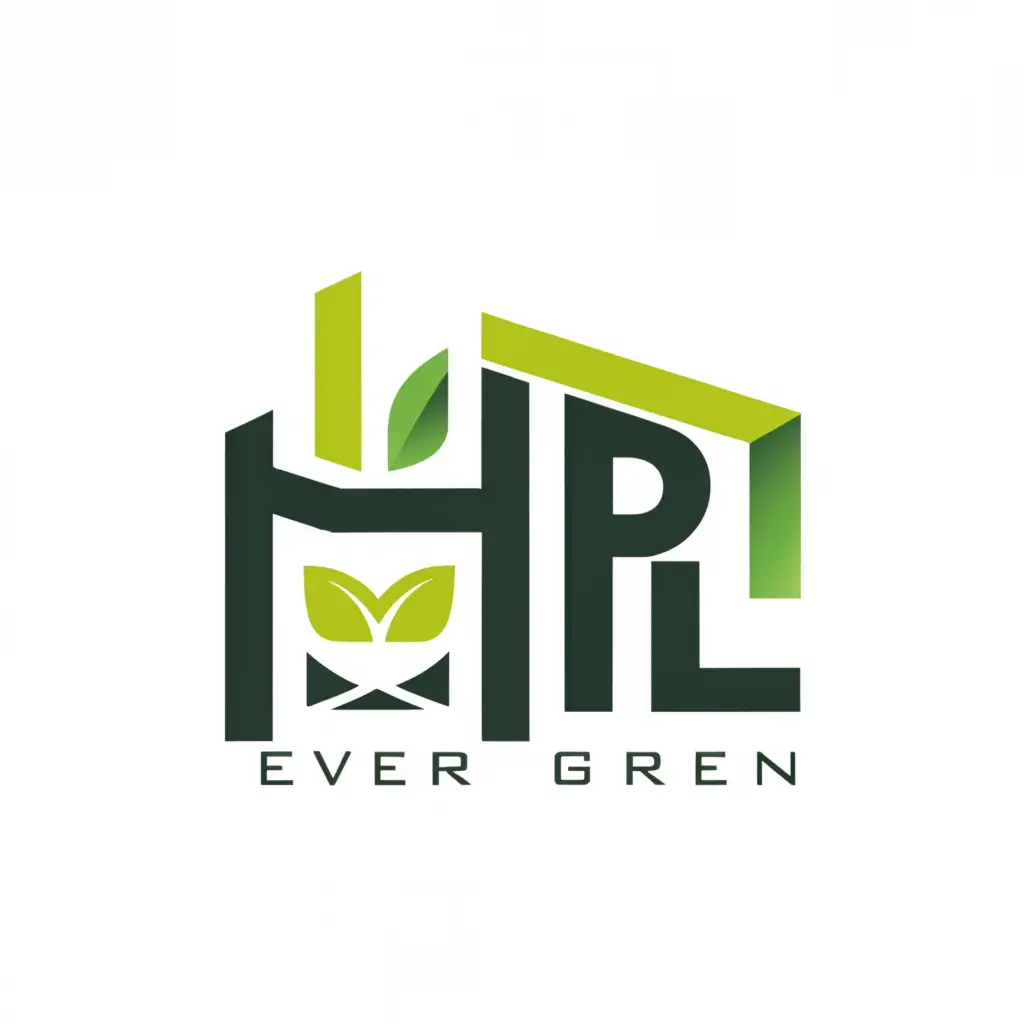 a logo design,with the text "Ever green hpl", main symbol:Hpl,Minimalistic,clear background