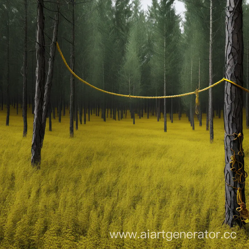 Serene-Meadow-and-Forest-Landscape-with-Floating-Yellow-Rope