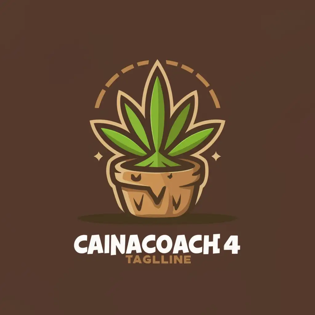 LOGO-Design-For-CannaCoach24-Vibrant-Cannabis-Plant-in-Clay-Pot-on-Clear-Background