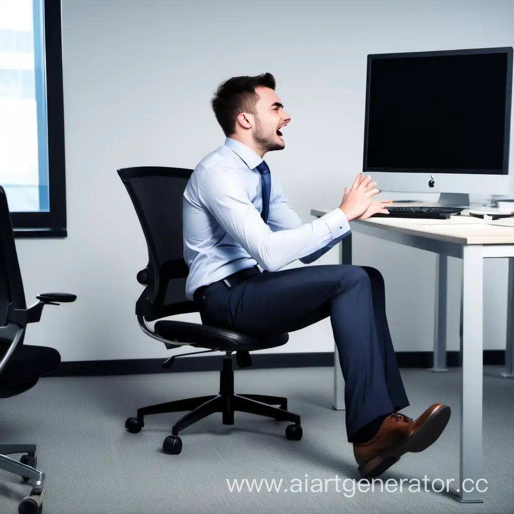 Modern-Office-Worker-MultiTasking-at-Computer-Desk