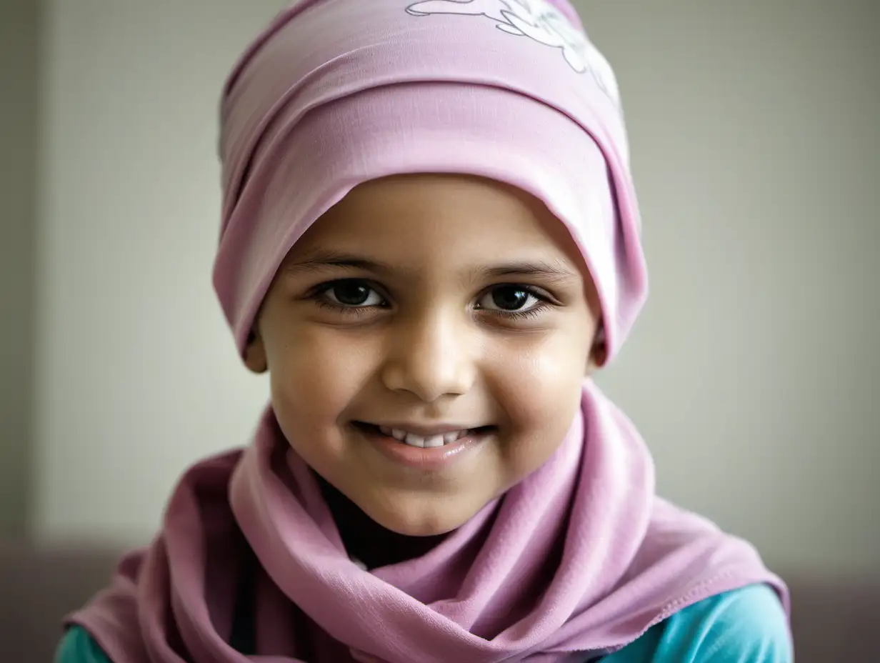 Smiling Child Cancer Survivor in Headscarf