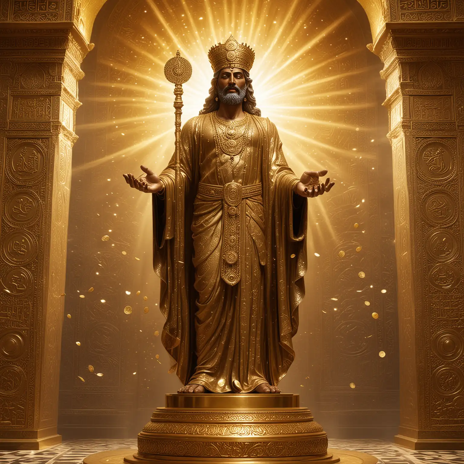 Majestic Arabic God Blessing Golden Temple with Divine Light