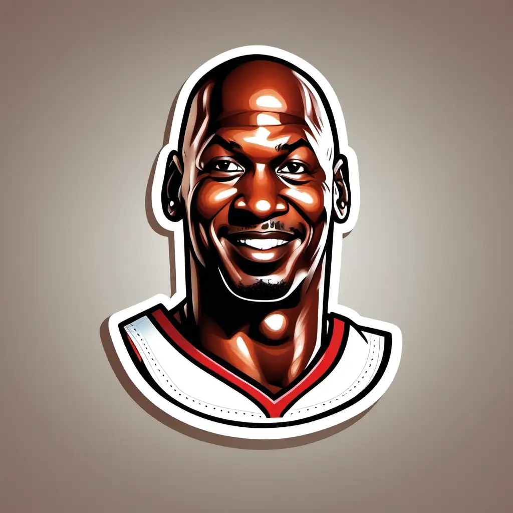 Dynamic Cartoon Icon of Michael Jordan Legendary Basketball Player Illustration