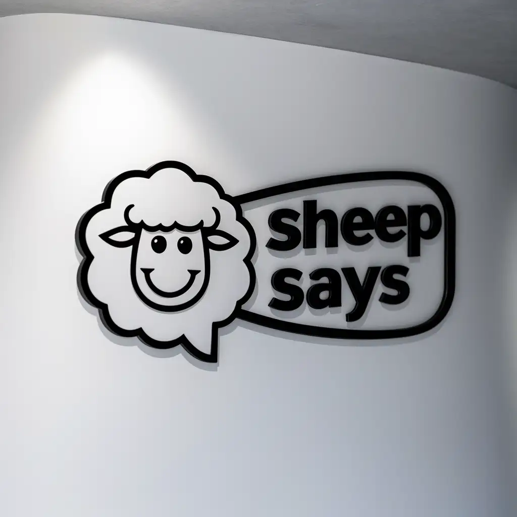 Logo, sheep says, White background