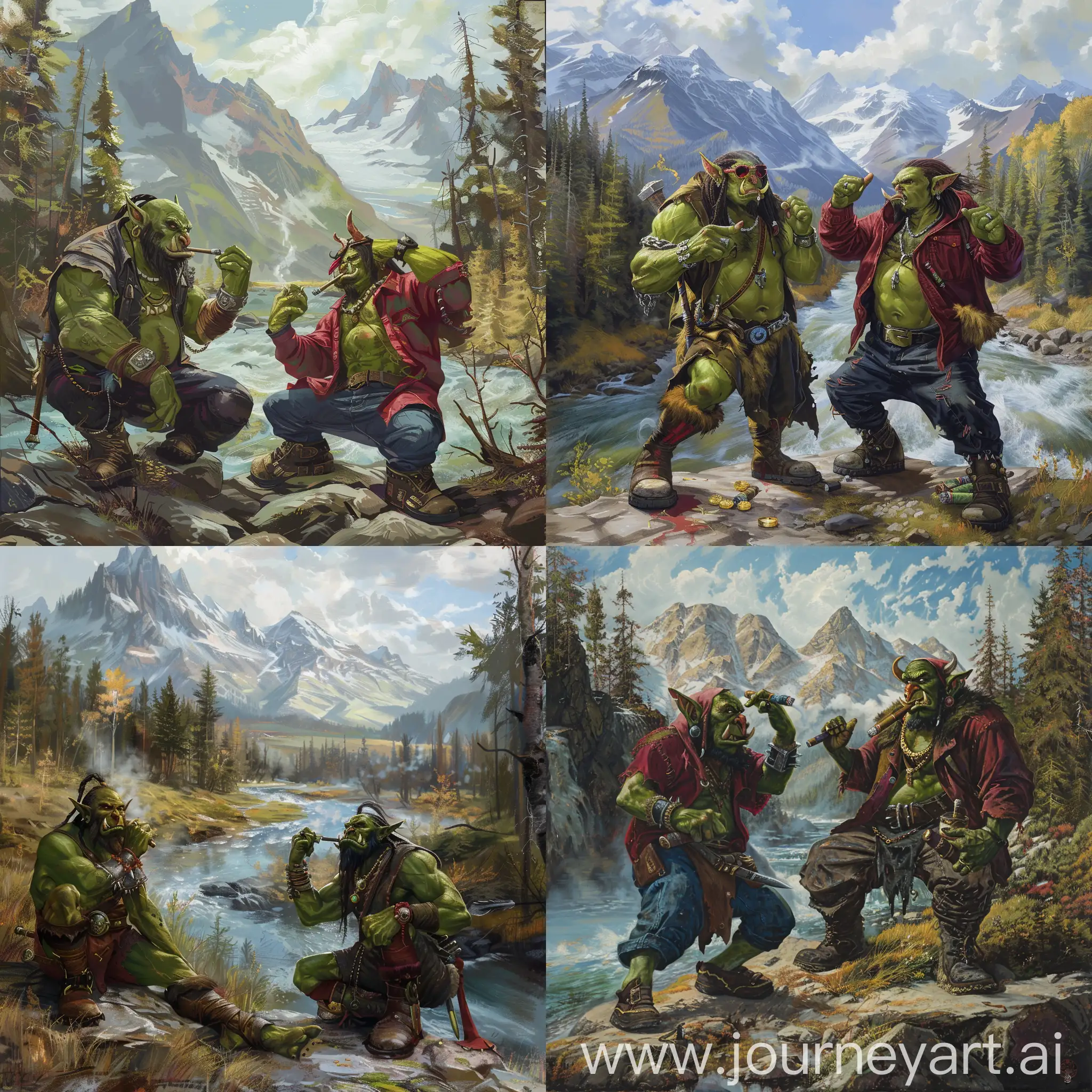 HipHop-Orcs-Flexing-by-Mountain-River-with-Gold