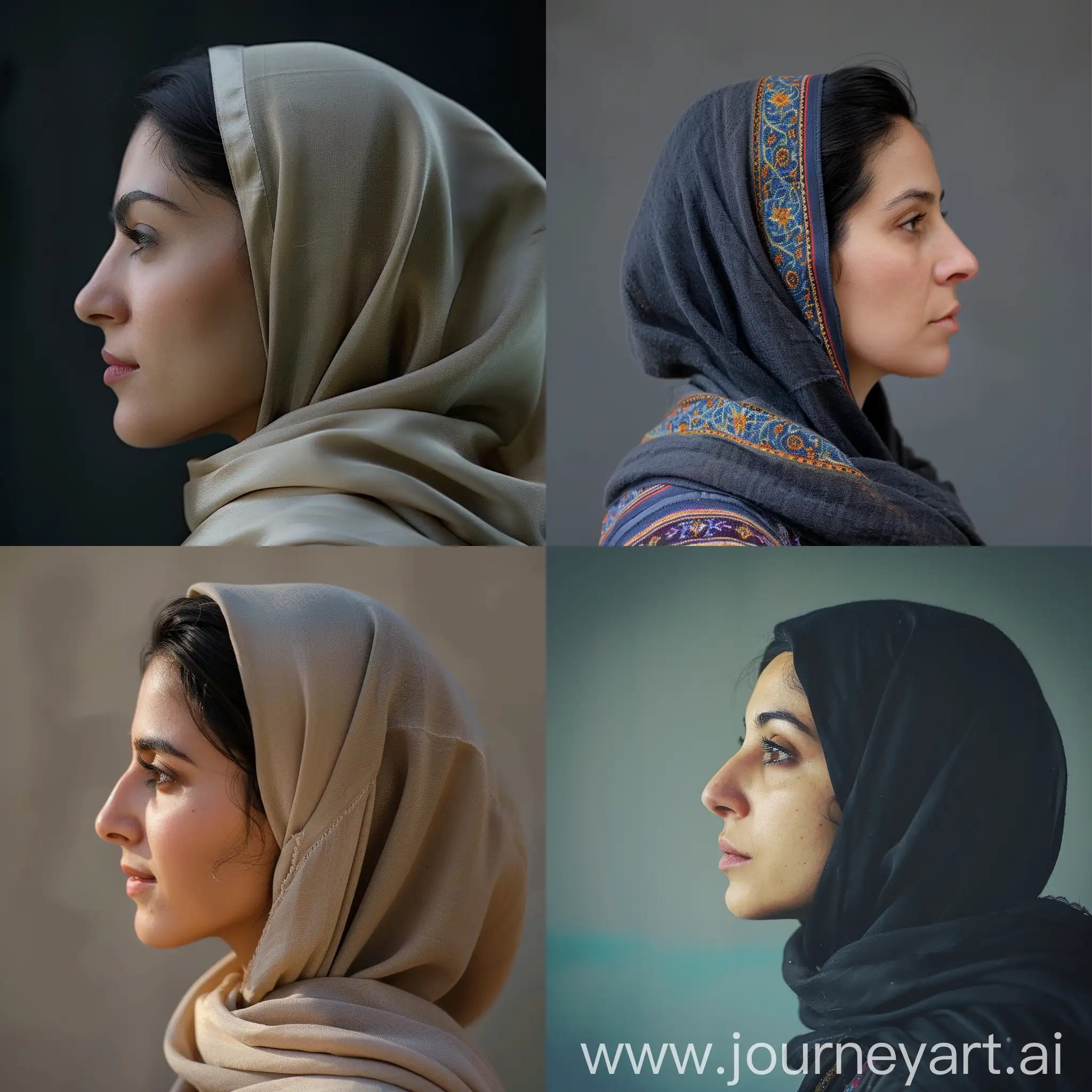 Iranian woman in profile and wearing hijab