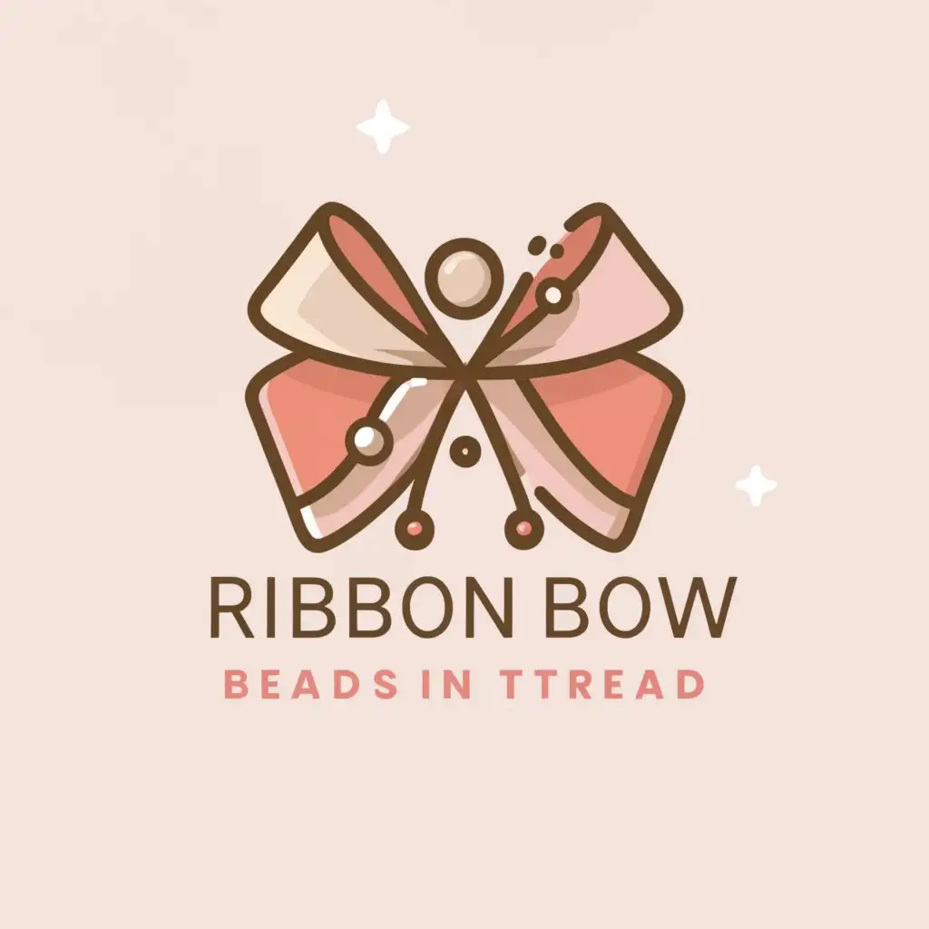 a logo design,with the text "Ribbon, bow, beads, thread, pink, beige", main symbol:Bow,Moderate,be used in Home Family industry,clear background