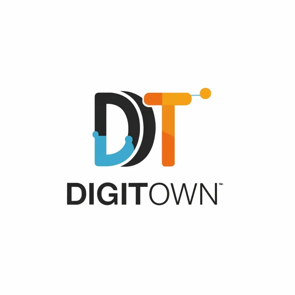 logo, DT symbol and DIGITOWN word below, with the text "DIGITOWN", typography, be used in Finance industry