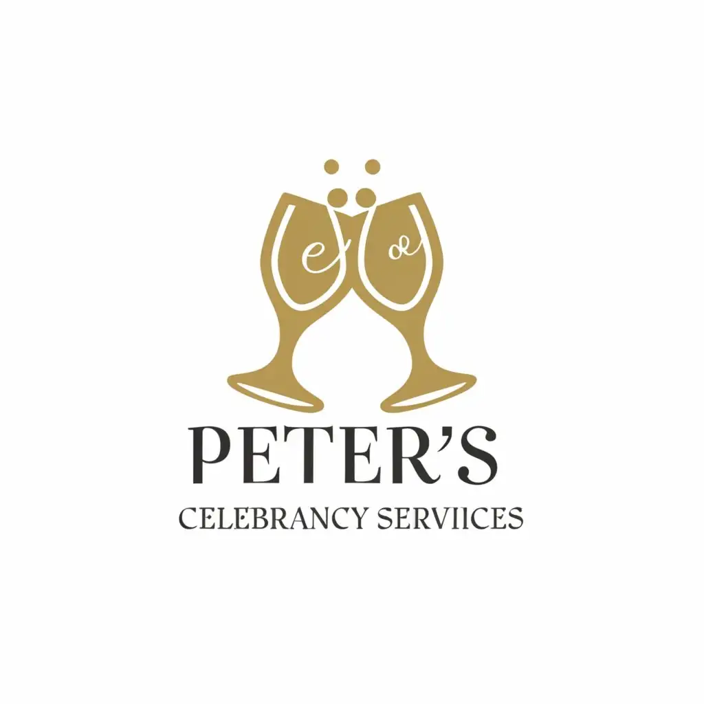 LOGO-Design-For-Peters-Celebrancy-Services-Elegant-Champagne-Glasses-on-Clear-Background