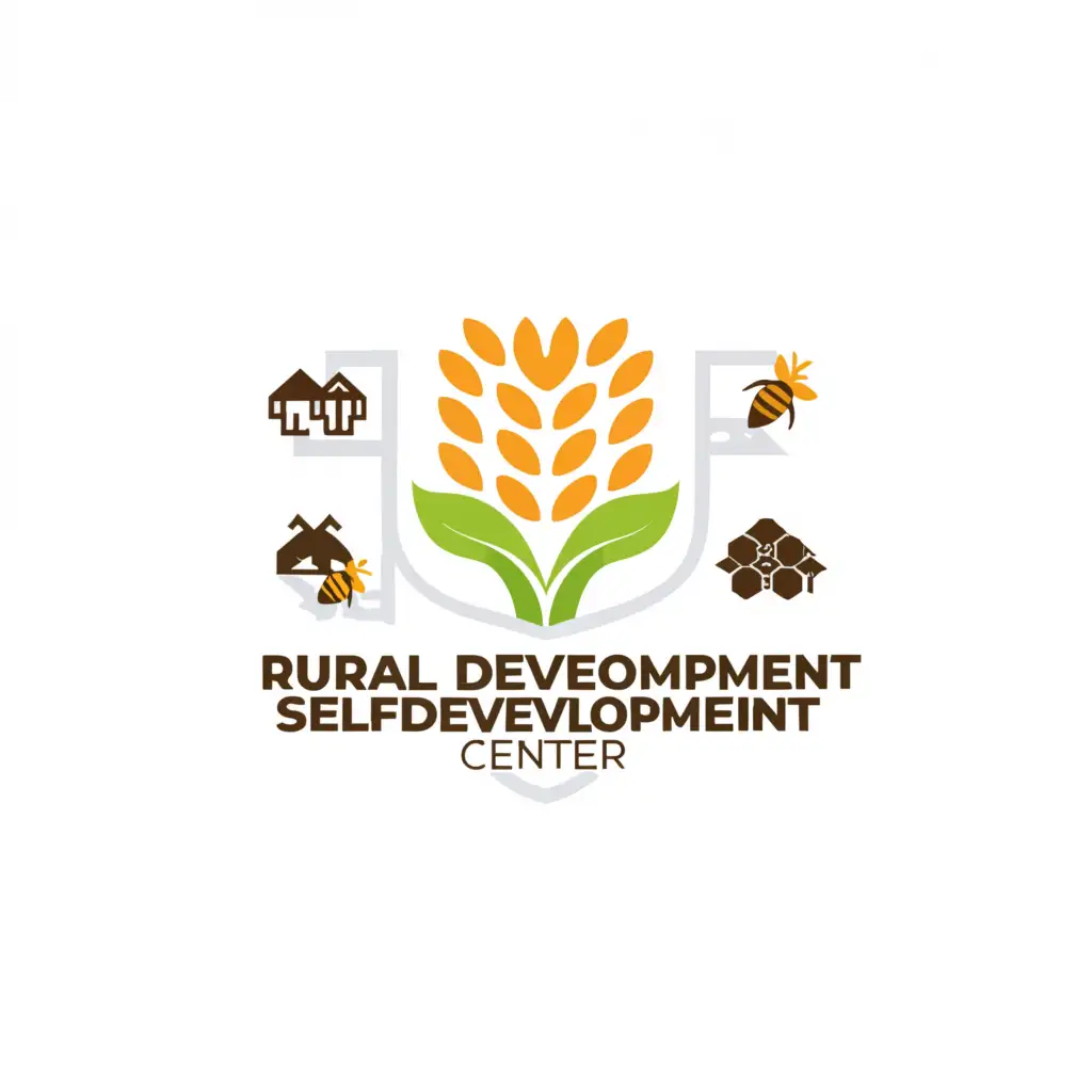 a logo design,with the text "Rural Development and Self-Development Center", main symbol:An image of rural life symbols, such as wheat, a village, and a beehive, combined into a stylized logo "Rural Development and Self-Improvement Center",Сложный,be used in Образование industry,clear background