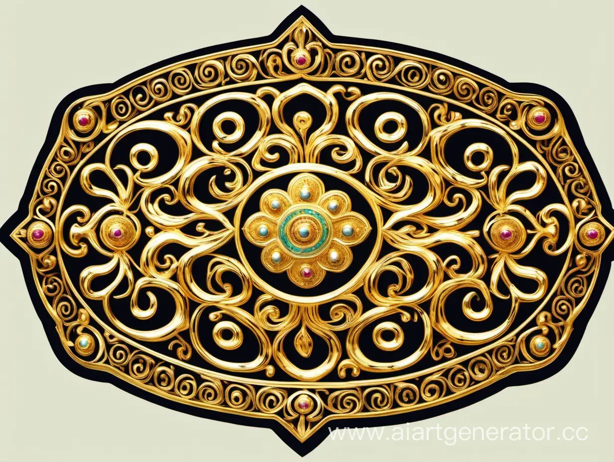 казахский орнамент с золотыми деталями