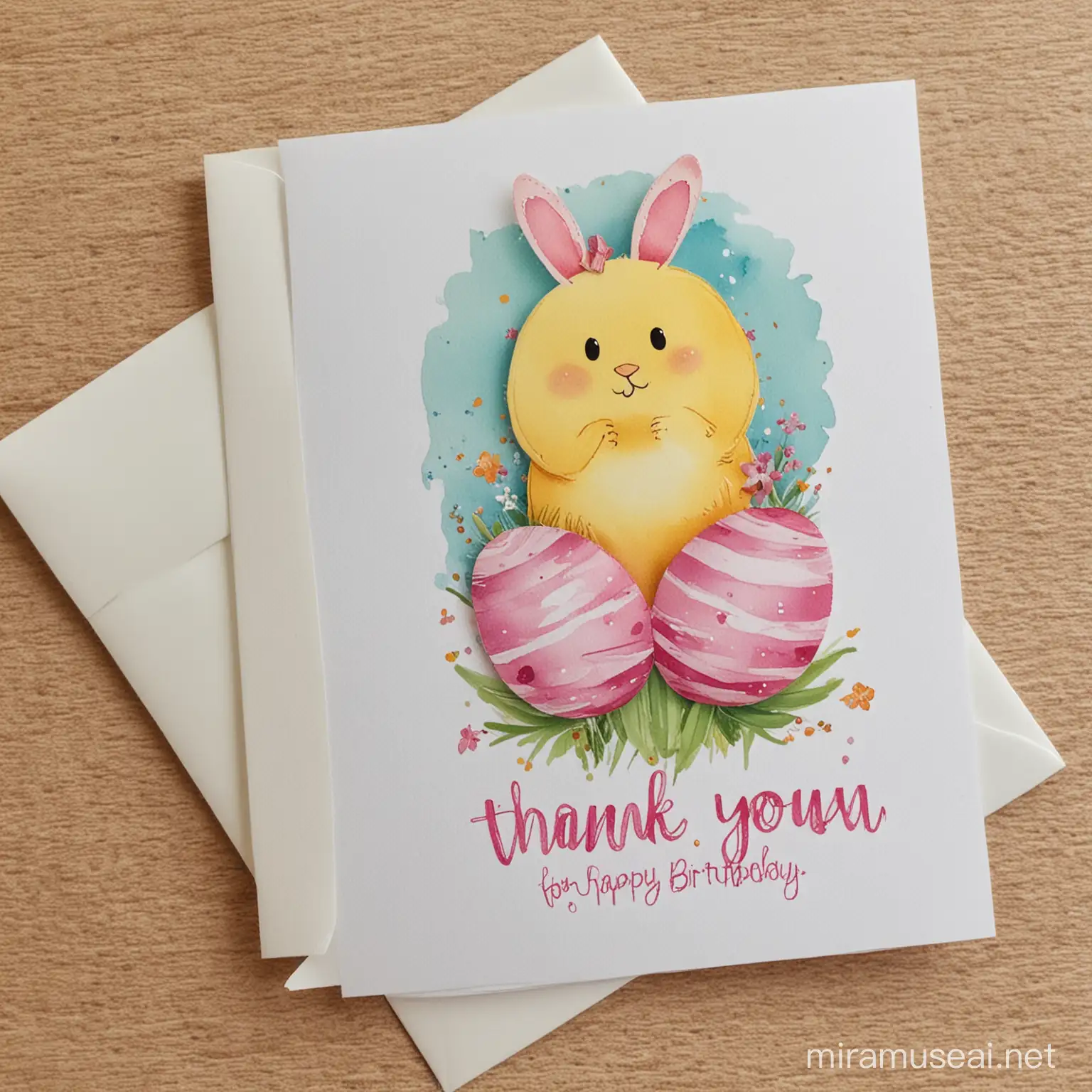 Celebrating with Festive Easter Eggs Birthday Thank You Card Image