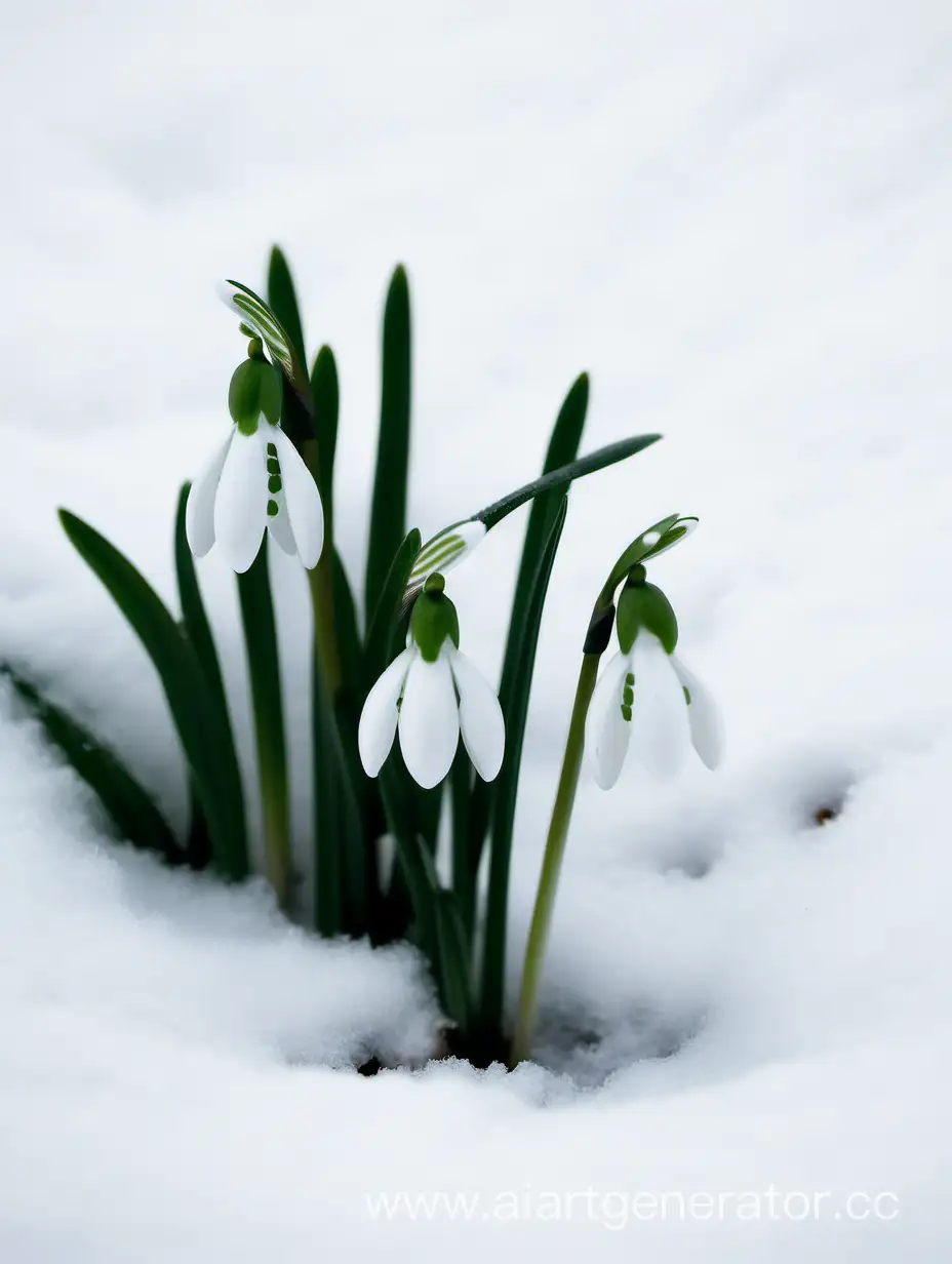 snowdrops are visible from under the snow