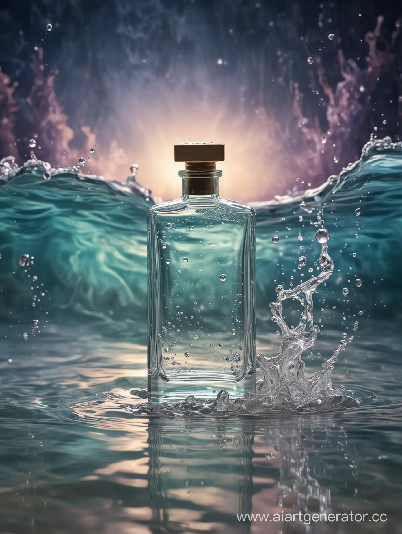 Enchanted-Perfume-Bottle-Amidst-Serene-Water-Floor