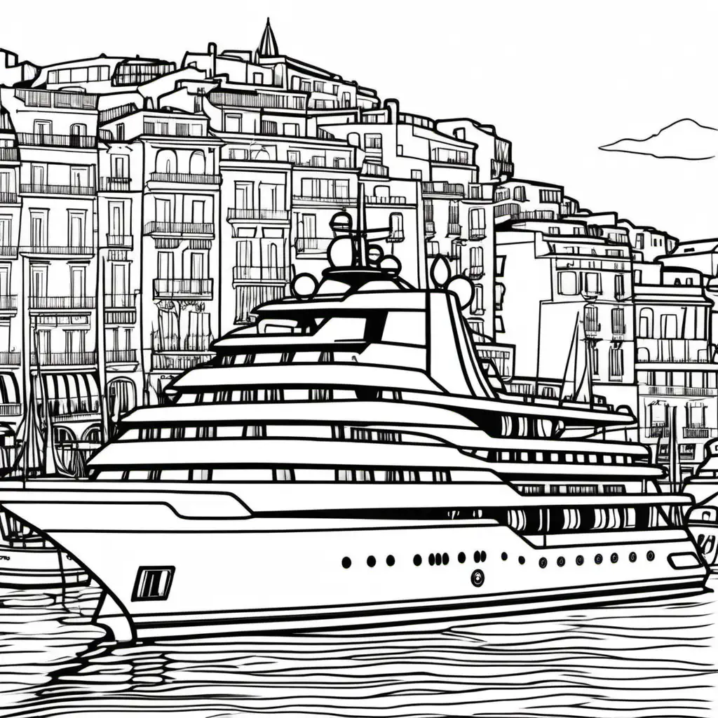 Serene Yacht Coloring Page on the French Riviera Relaxing Maritime Scene for All Ages