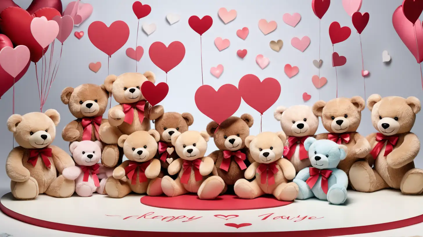 A clean slate in the center, encircled by a joyful display of hearts and endearing teddy bears, waiting for your love-filled messages.