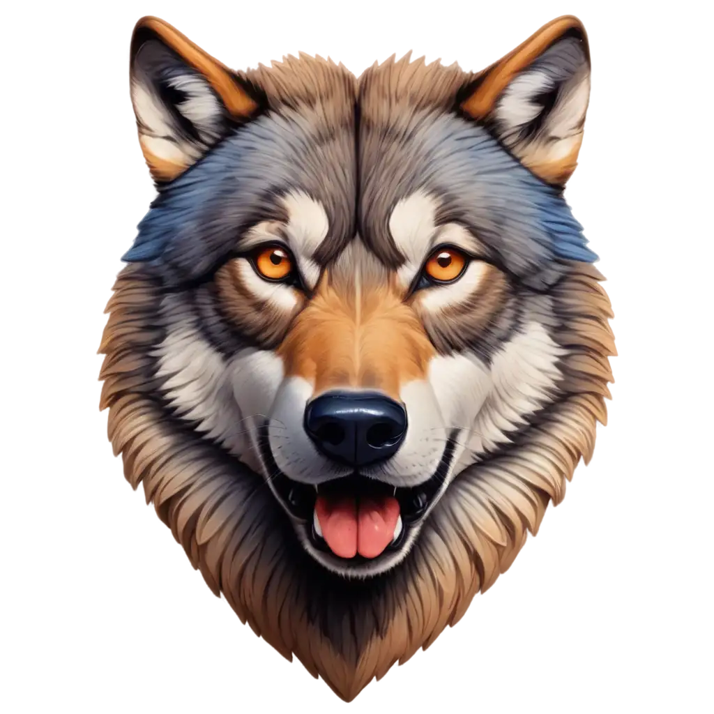 3d colorful wolf face design