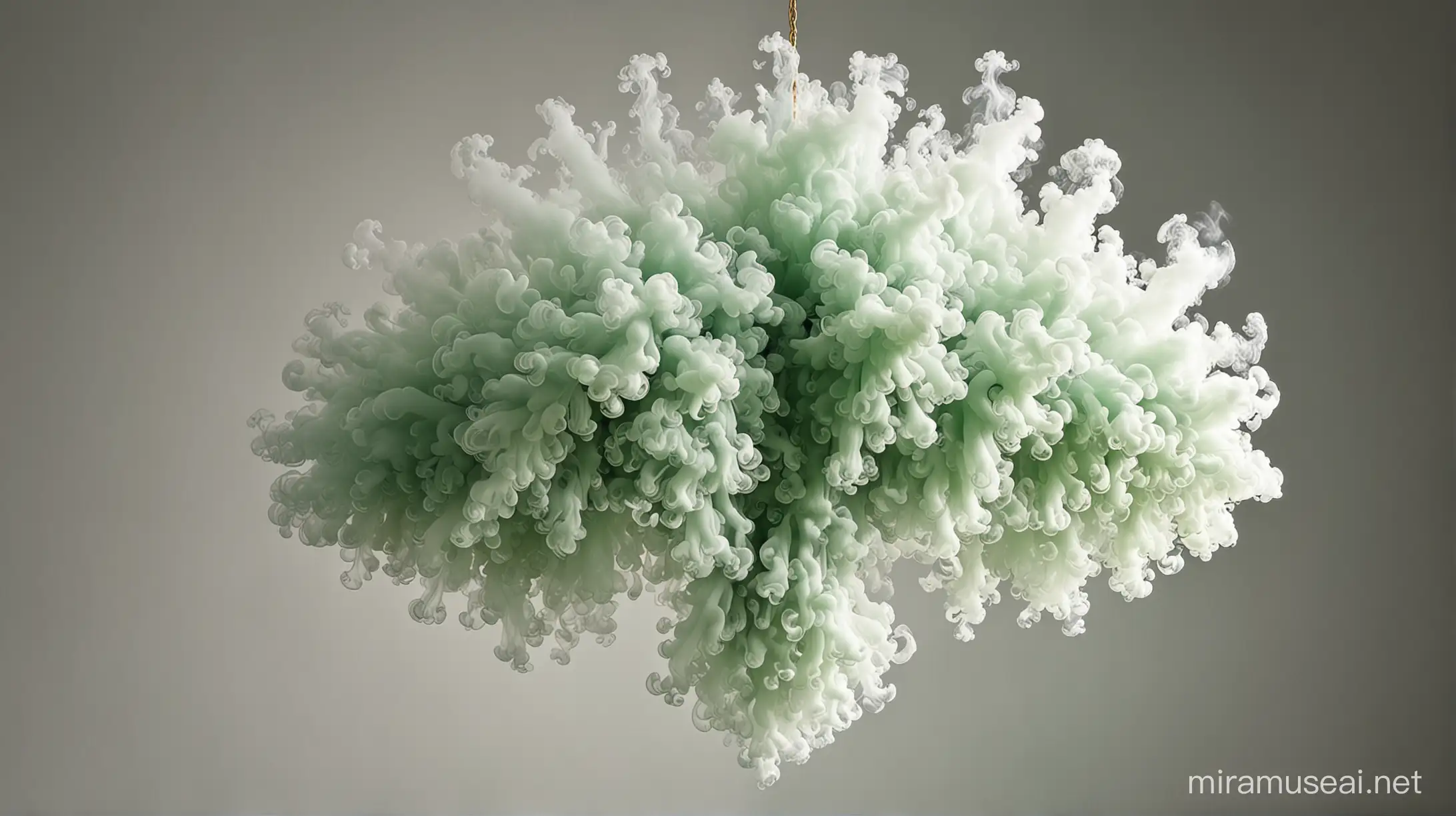 Aweinspiring statement chandelier made of pastel greencoloured smoke cascading down satisfactory refractory olfactory manufactory ar stylize Image