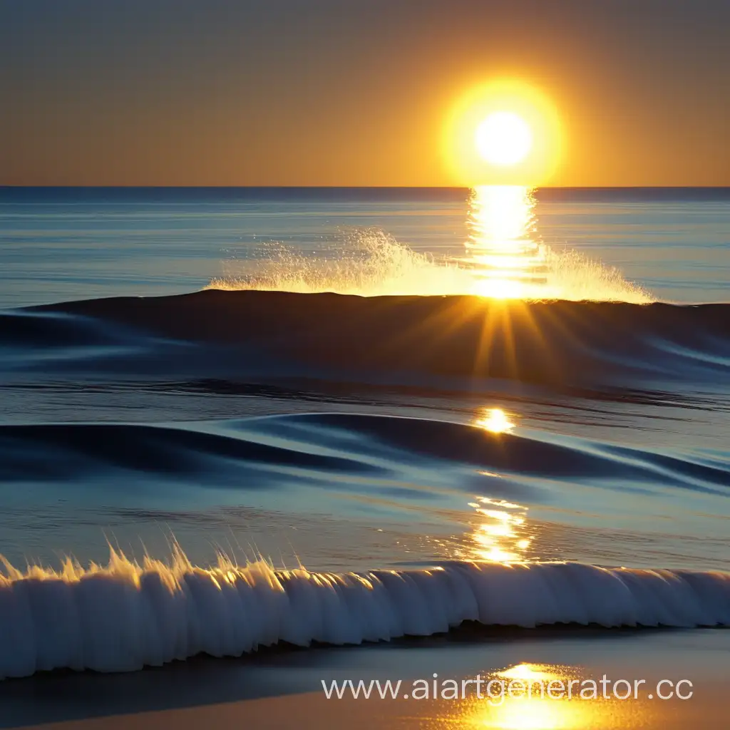 Soothing-Coastal-Sunset-with-Glowing-Waves