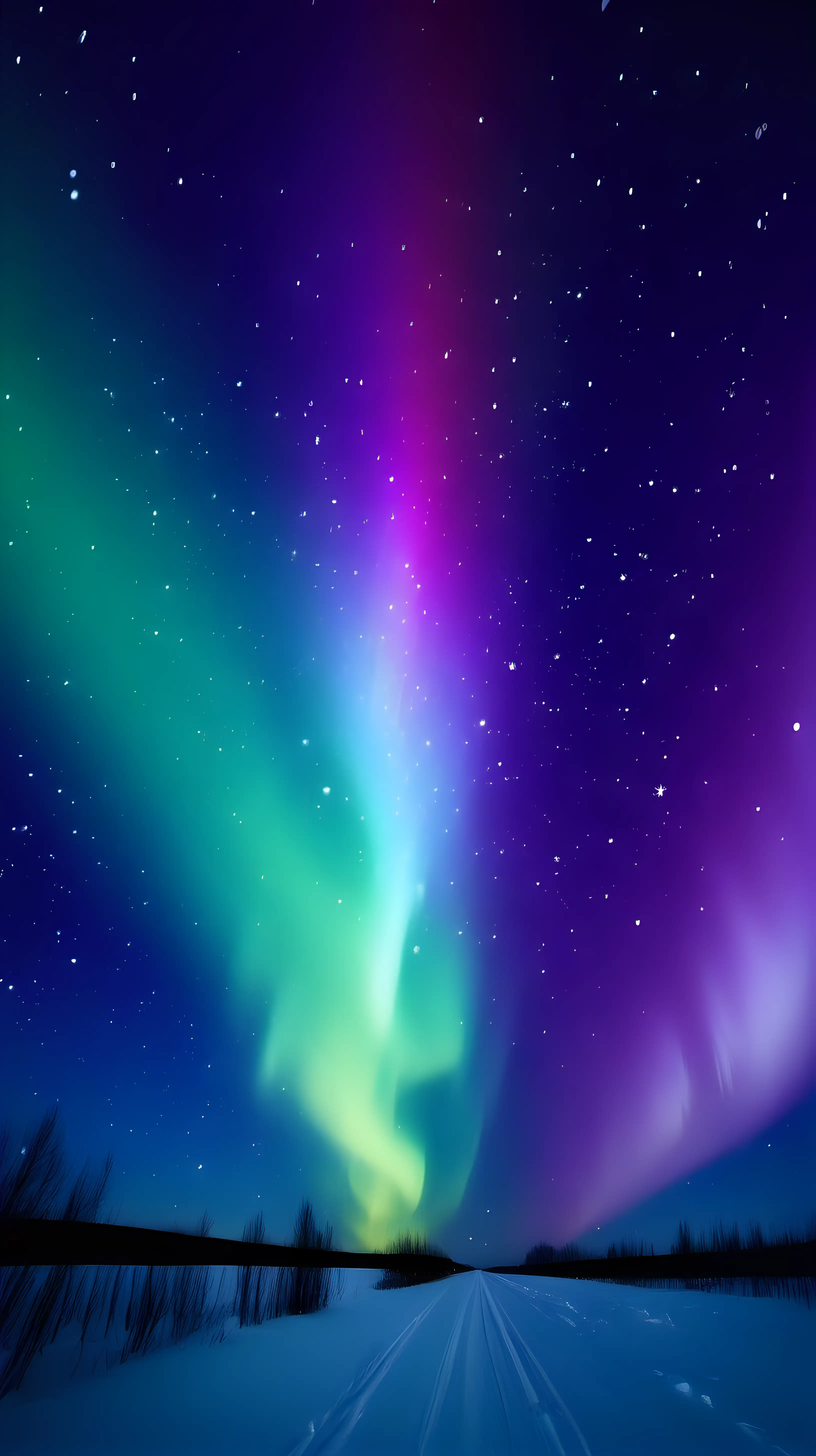 Vibrant Northern Lights Sky with Starscape