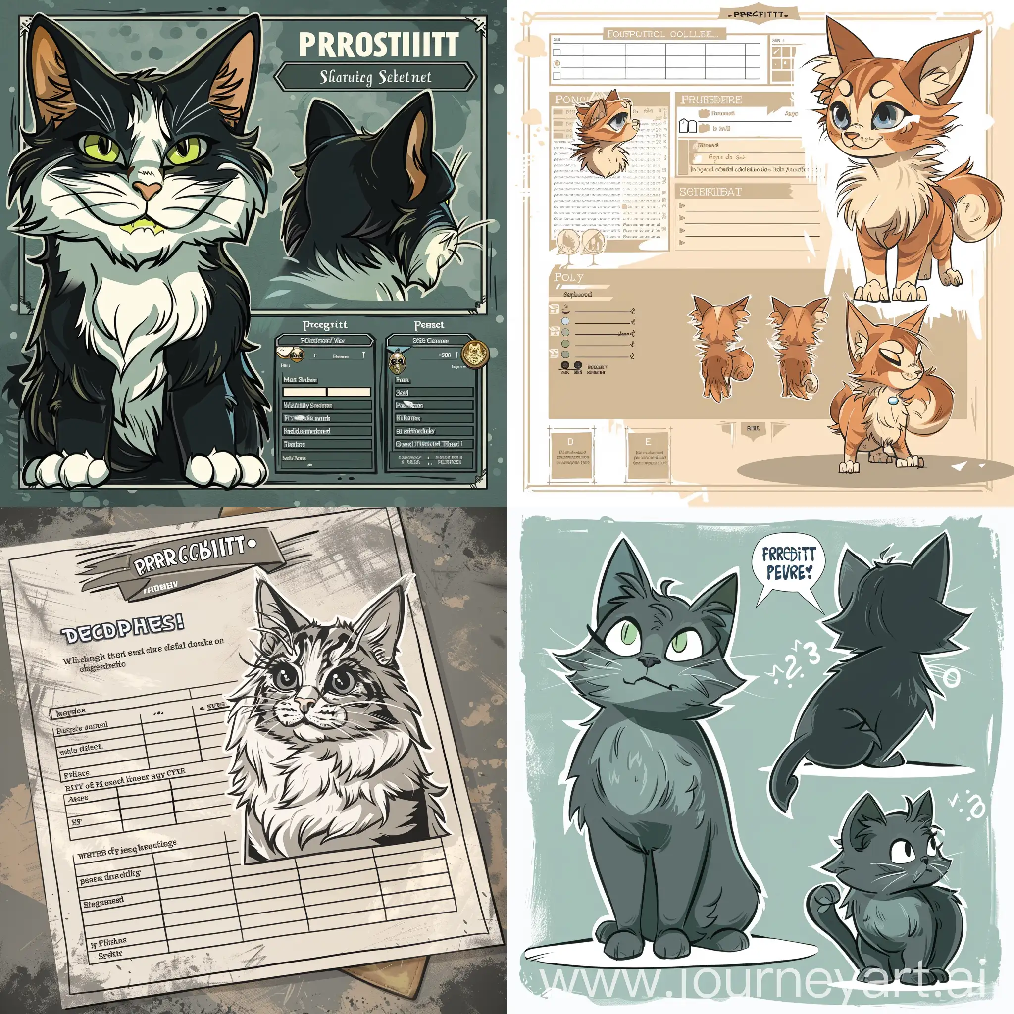 comic cat with the name frostbite as a character sheet