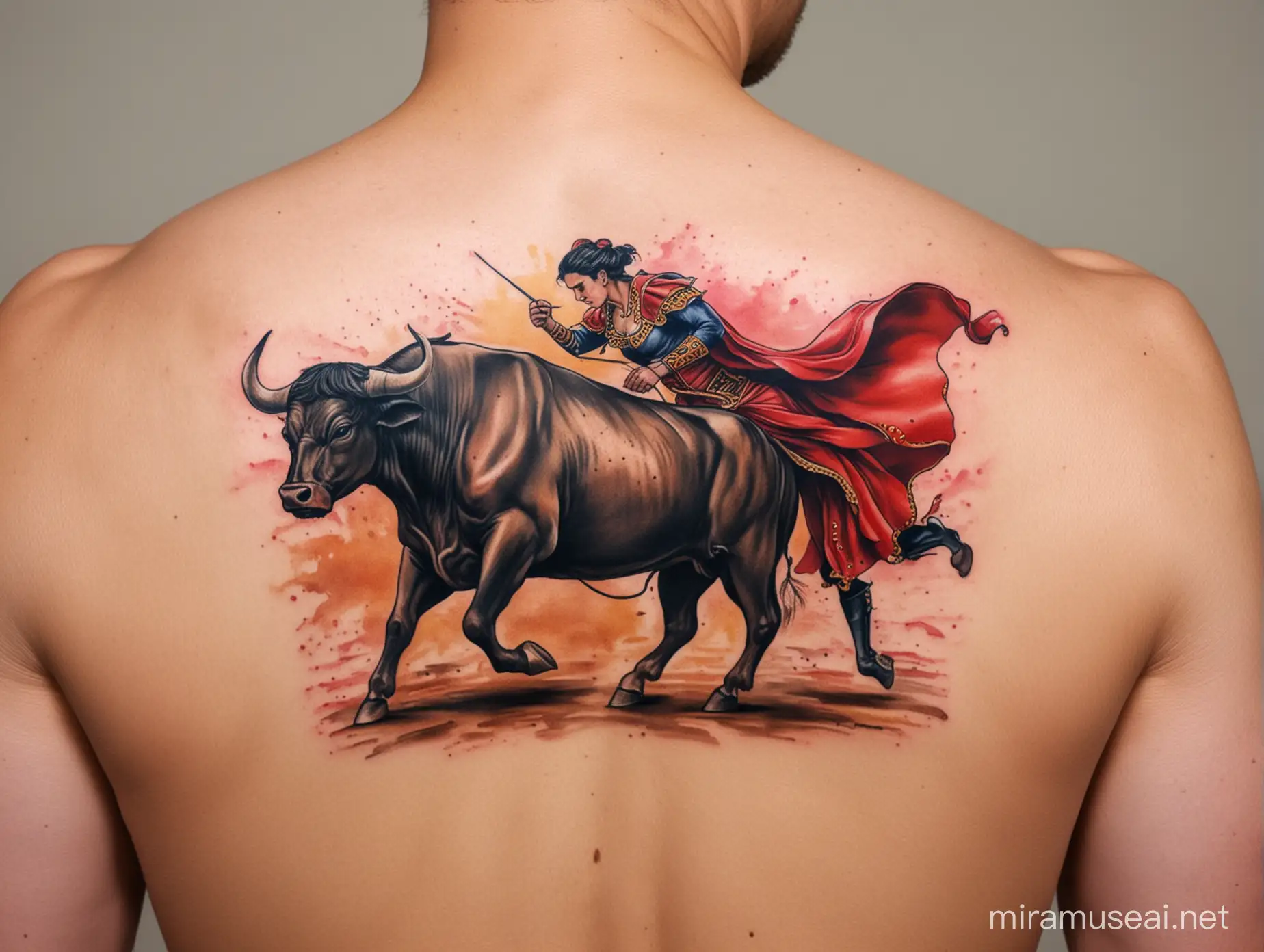 Bold Bullfighting Tattoo Design
