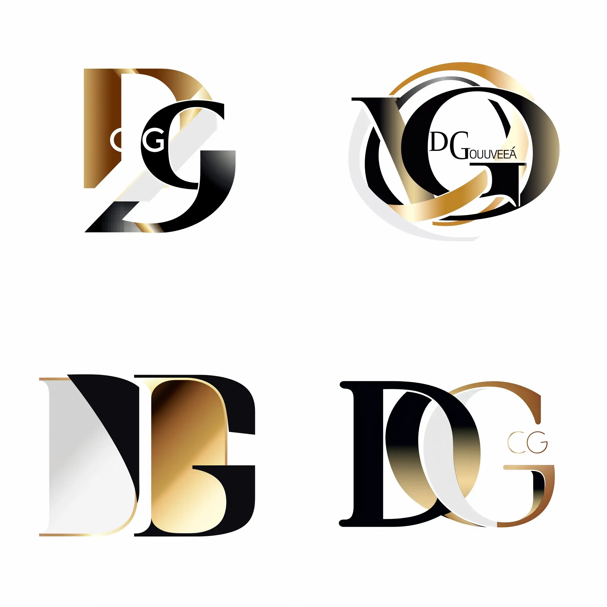 cria om logo com as letras DG usando as cores branco, preto e dourado. Inclui também o nome Duarte Gouveia e Luxury Real Estate Agent
