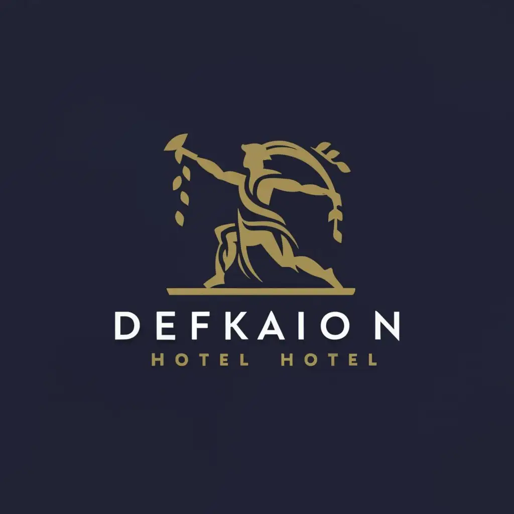 a logo design,with the text "Hotel Defkalion", main symbol:The logo "Hotel Defkalion" depicts a mythical figure from Greek mythology.  A person identified with the rebirth of the human species.  Make a logo for a hotel on the outskirts of Pelion., be used in Travel industry