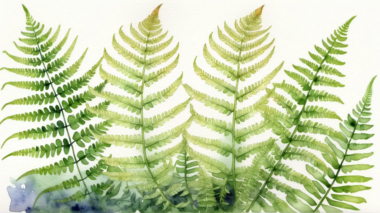 Fern Watercolor Painting Botanical Artwork Featuring Lush Greenery