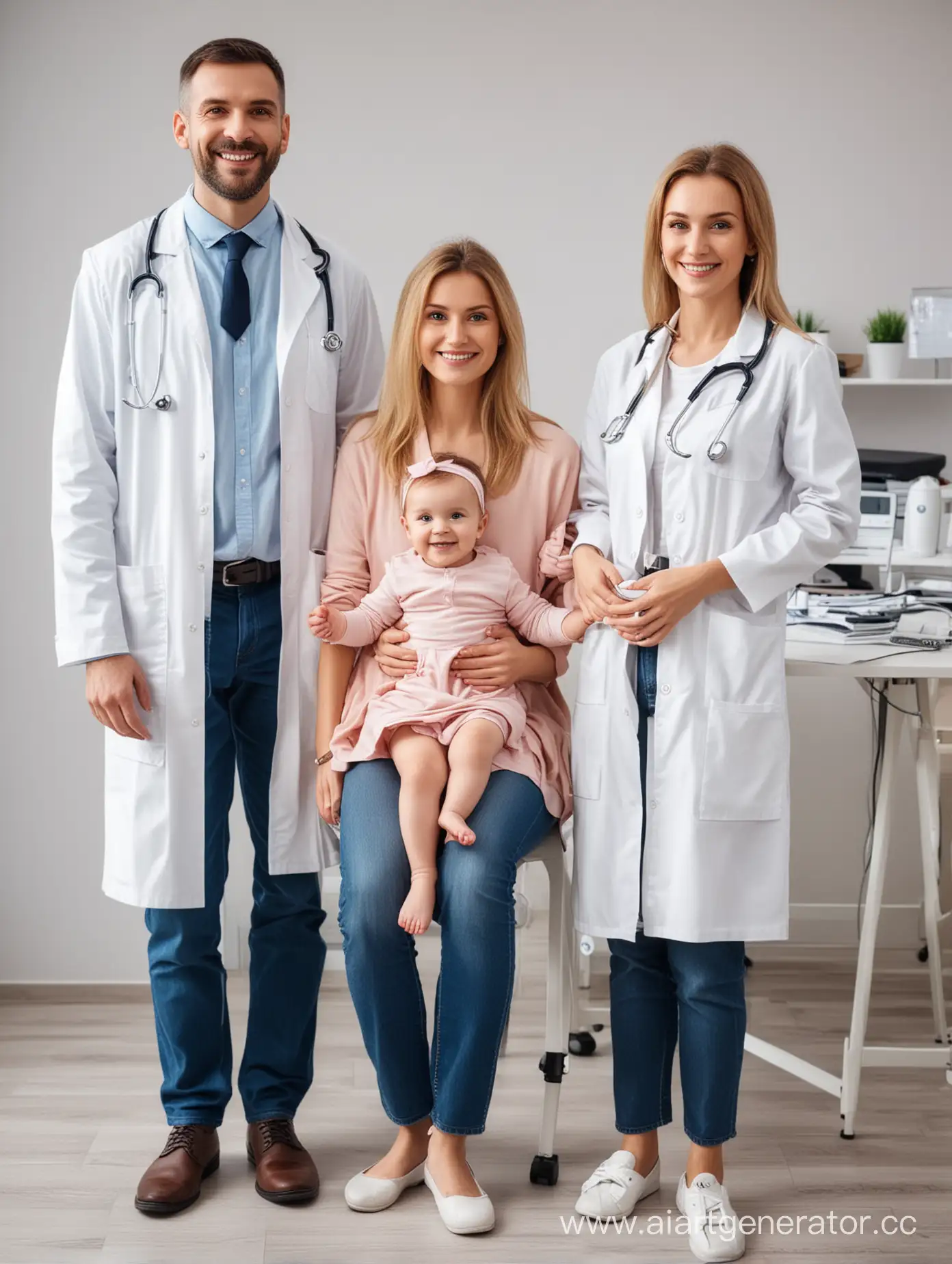 Happy-Family-at-Doctors-Appointment-FullLength-View-without-Body-Cropping