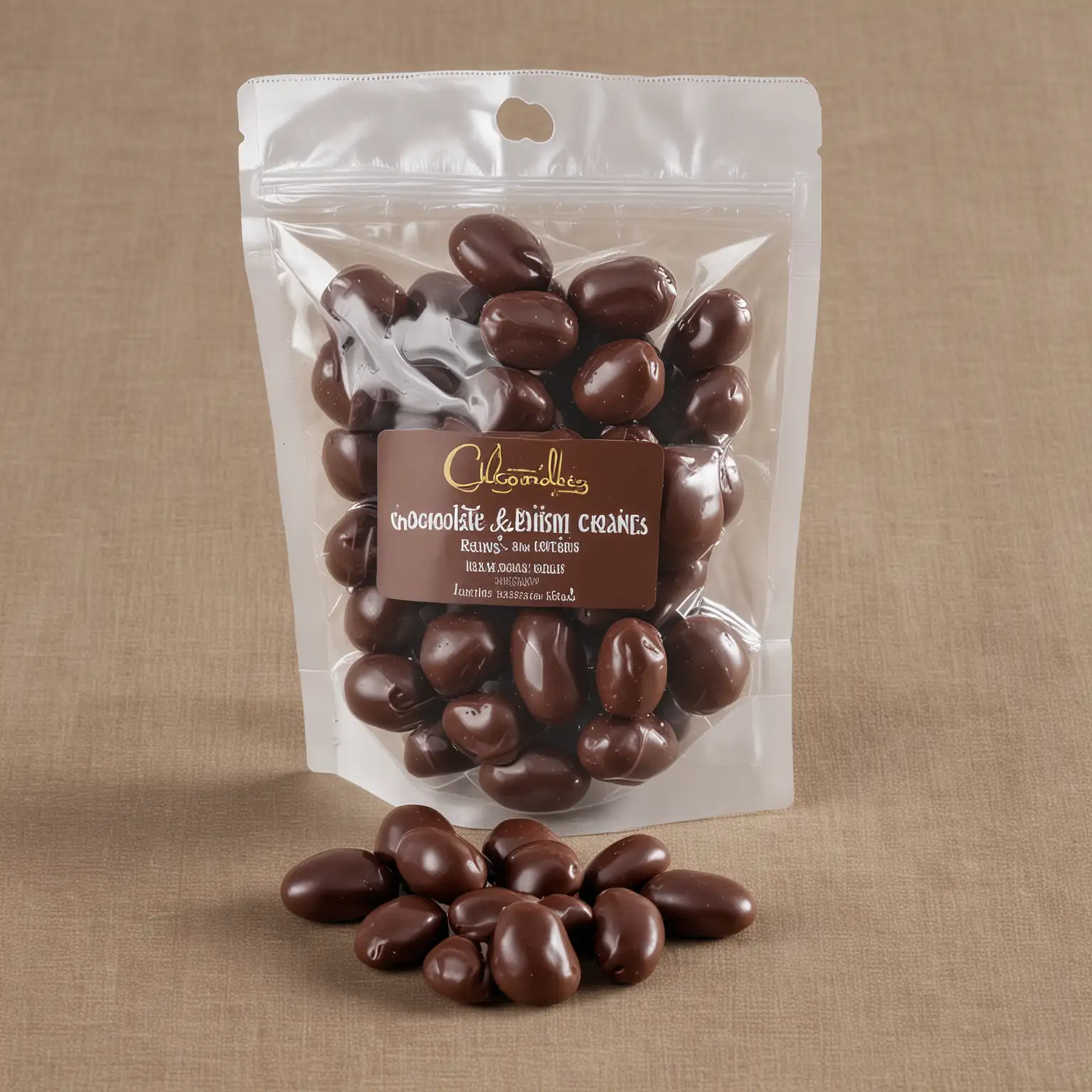 small package of chocolate covered raisins 