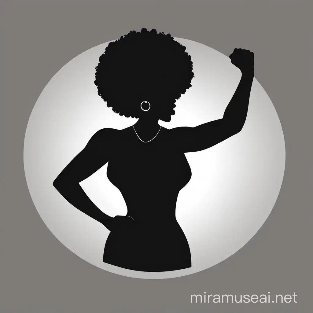Empowered Black Woman Silhouette Raising Fist Vector Illustration
