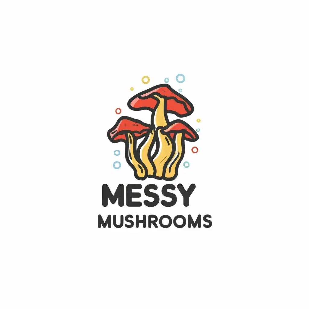 logo, ., with the text "Messy Mushrooms", typography, be used in Technology industry