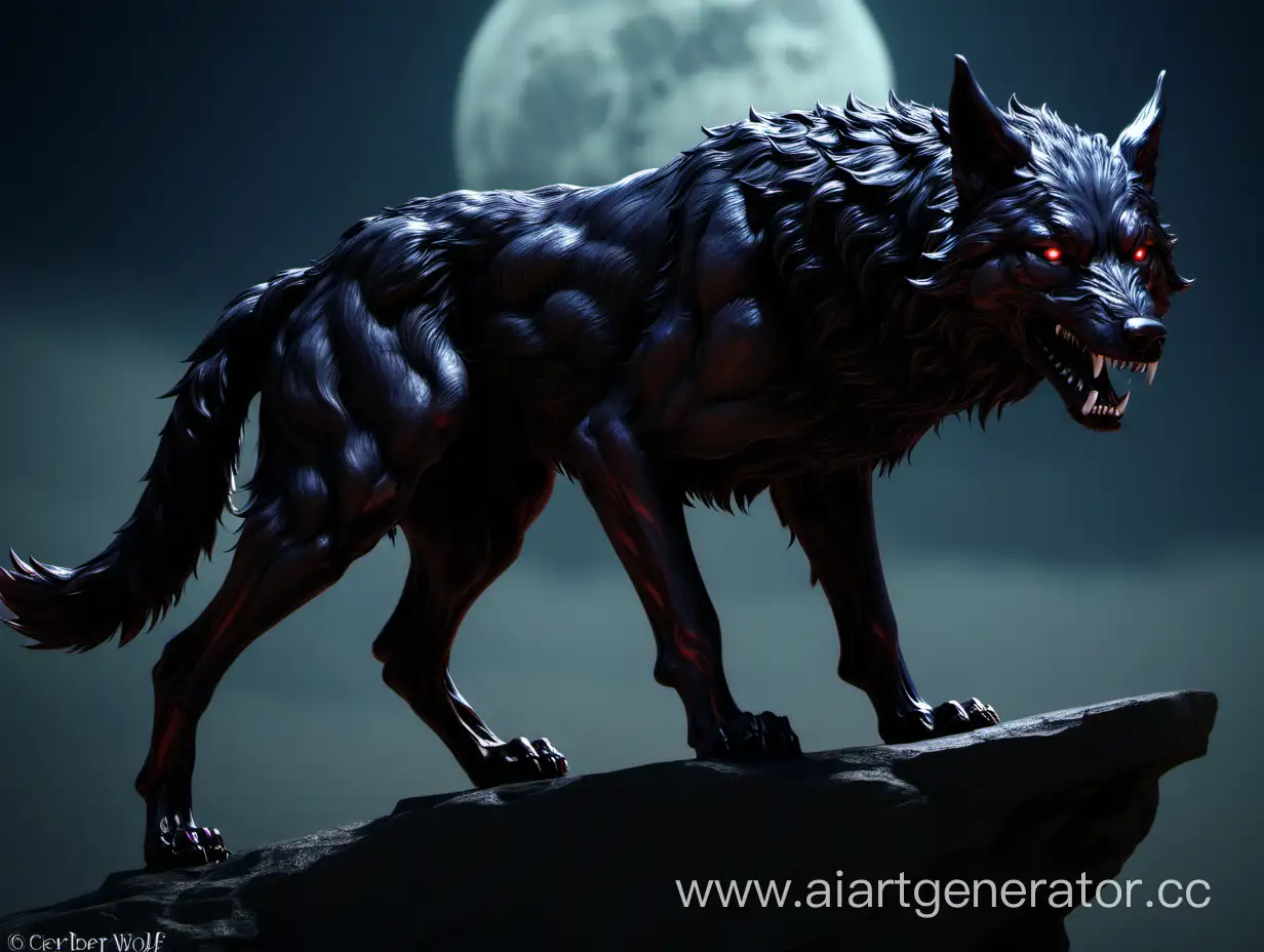 Cerberus Wolf in the Enigmatic Night | AI Art Generator