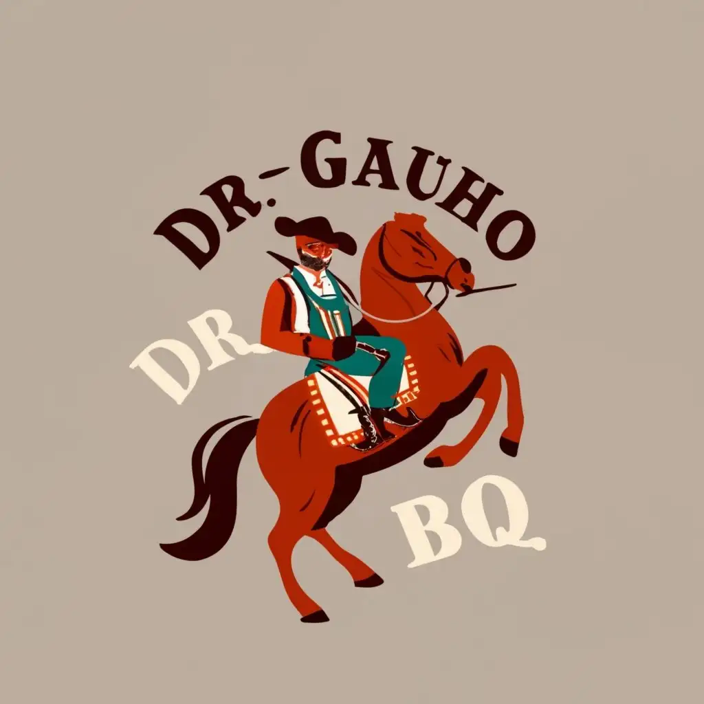 logo, Un Gaucho en su caballo, with the text "Dr Gaucho BBQ", typography, be used in Restaurant industry