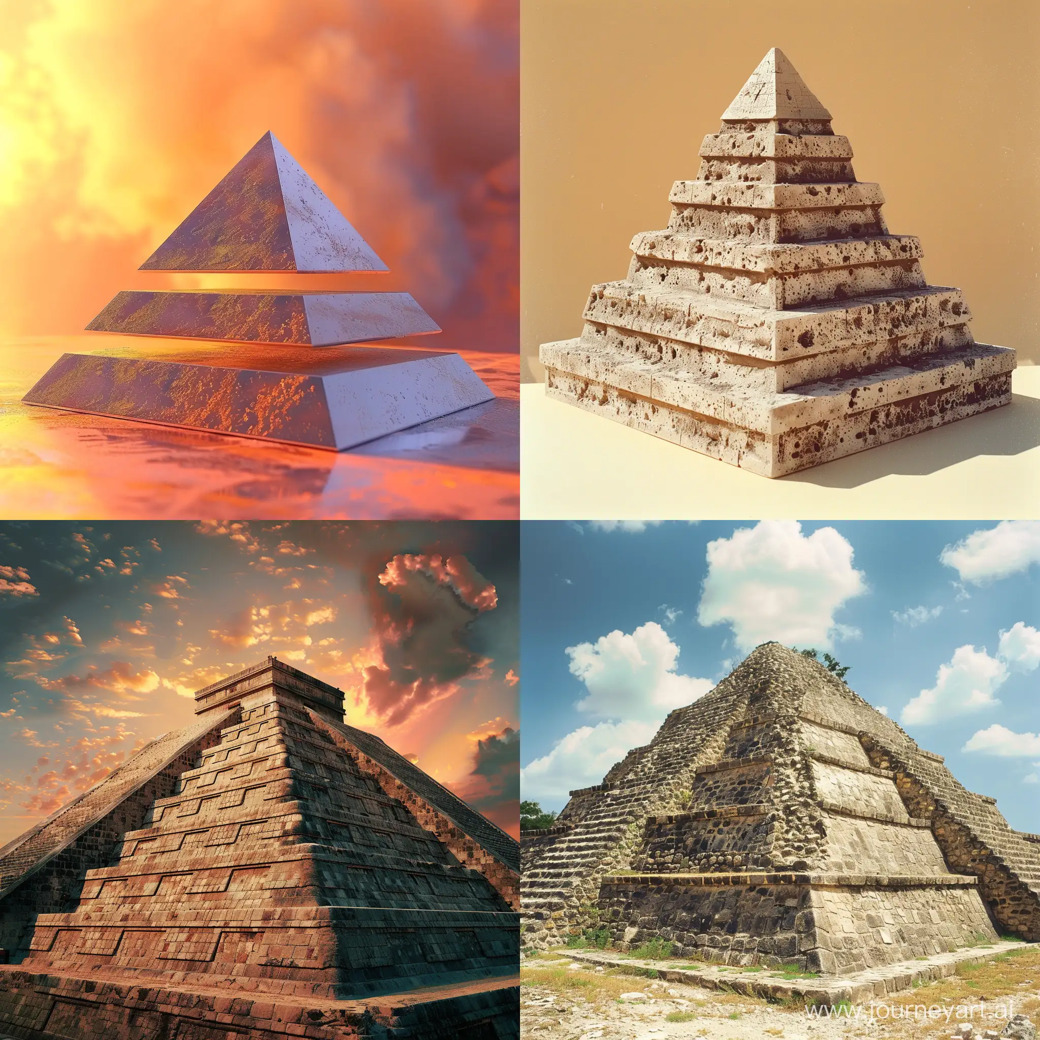 A pyramid with three levels 