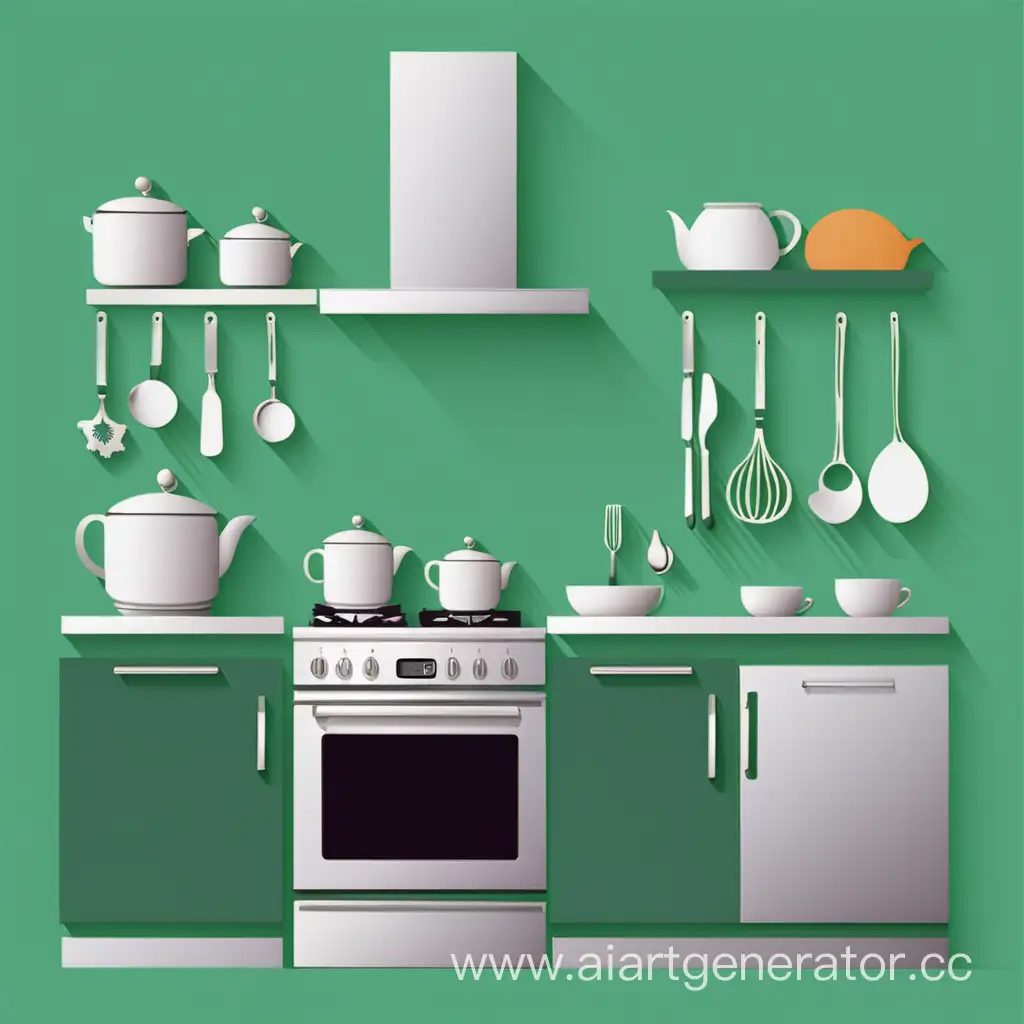kitchen vector with green background