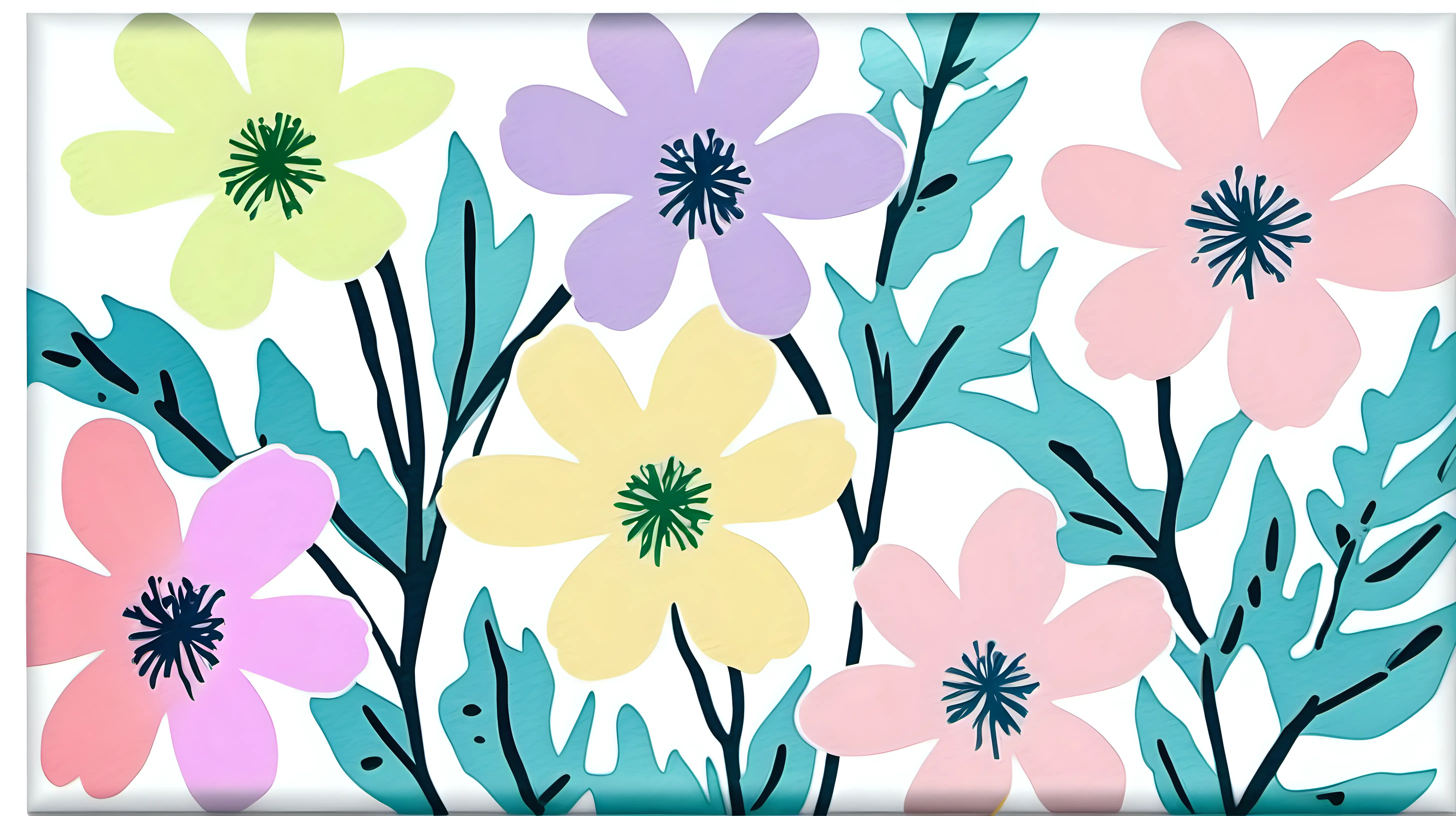 Pastel Watercolor Paperbush Flowers Clipart on a White Background Andy Warhol Inspired Art